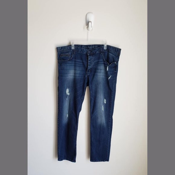 Calvin Klein 5 Pocket Slim Fit Distressed Jeans - Picture 2 of 13